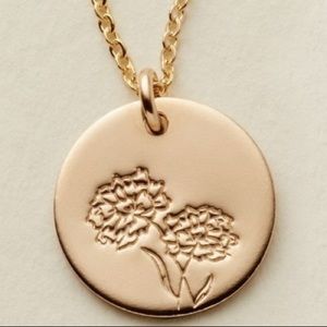 NEW October Marigold Birth Flower Coin Necklace